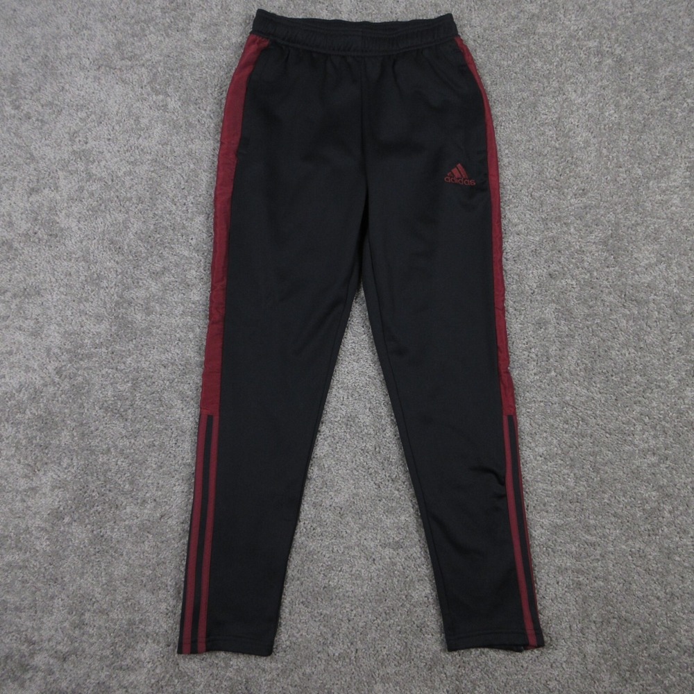 Adidas Sweatpants Mens Small Black Red Track Pant Logo Zip Pockets Sports Adult